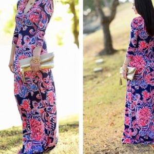 Maxi Day Dress Lily Pulitzer Alessia Navy Pink